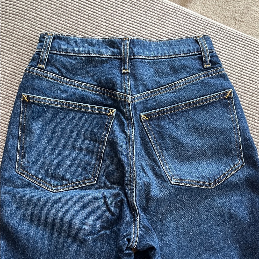 Raw Hem Elan Ultra High Rise Straight Jeans - Picture 3 of 3
